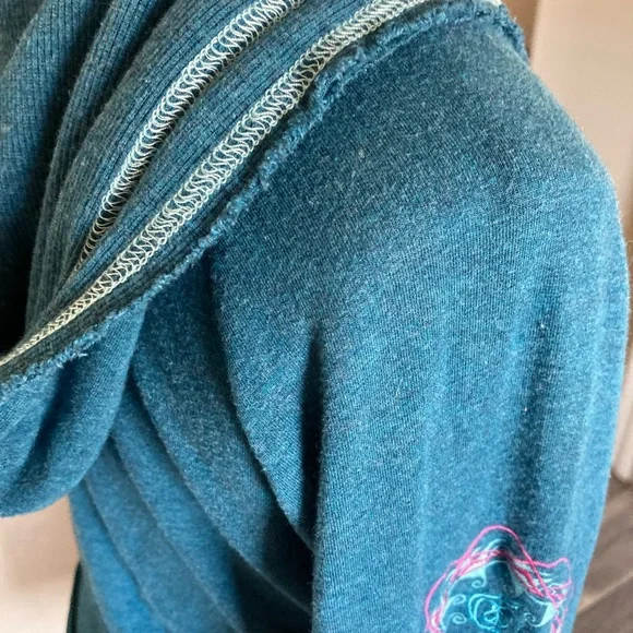 Green Apple Organic Blue Hoodie with Pink Accents - Picture 5 of 7